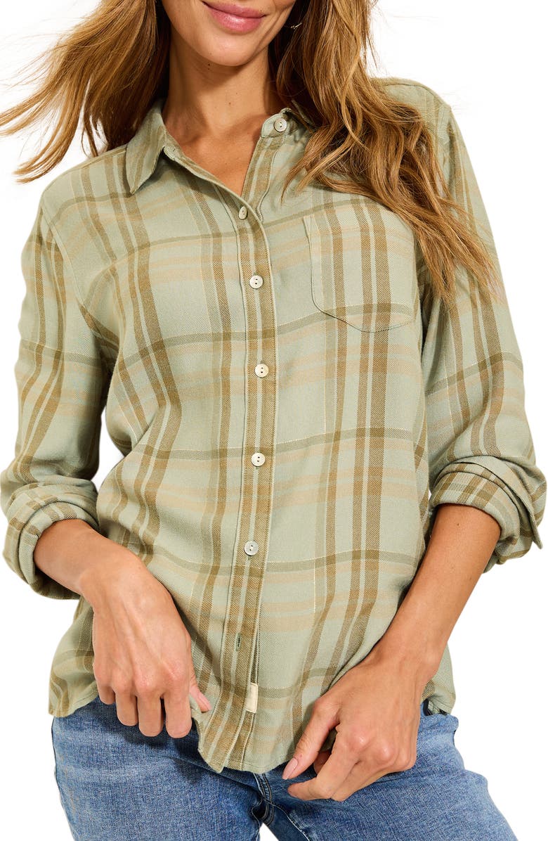 Tommy Bahama Seabed Sand Brushed Flannel Twill Button-Up Top, Main, color, 