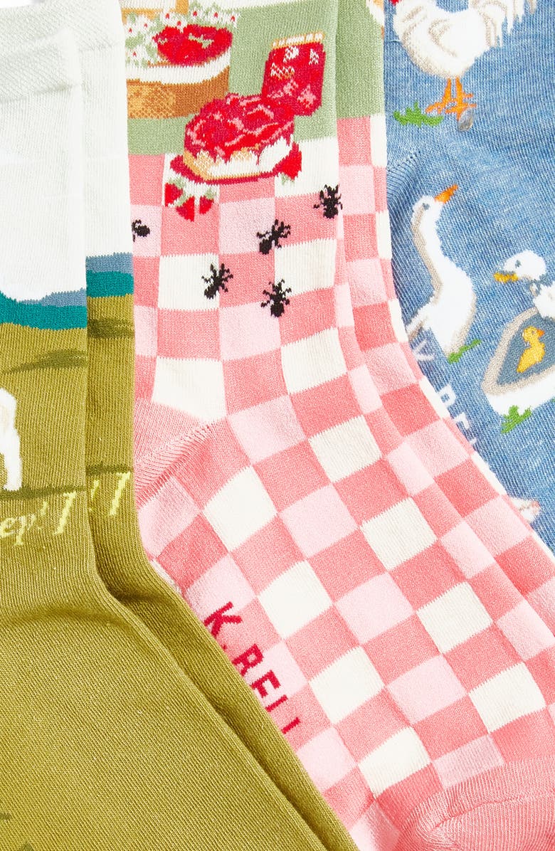 K Bell Socks Cottagecore Assorted 3-Pack Crew Socks, Alternate, color, 