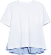 Sacai Mixed Media Jersey & Poplin Pocket T-Shirt