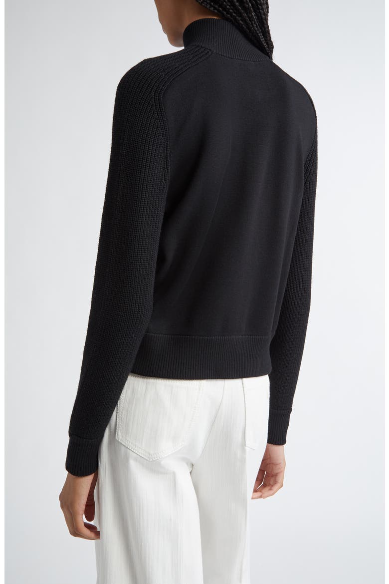 Stretch Merino Wool Bomber Cardigan, Alternate, color, BLACK