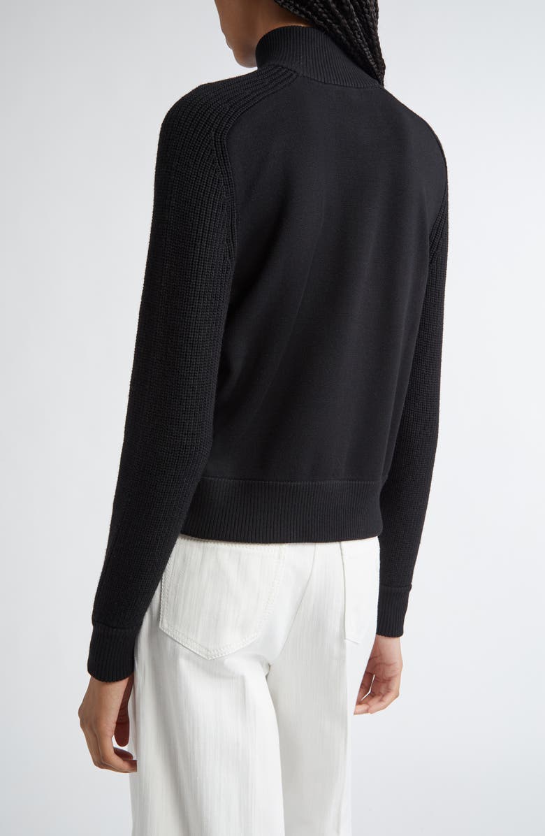 Akris punto Stretch Merino Wool Bomber Cardigan, Alternate, color, Black