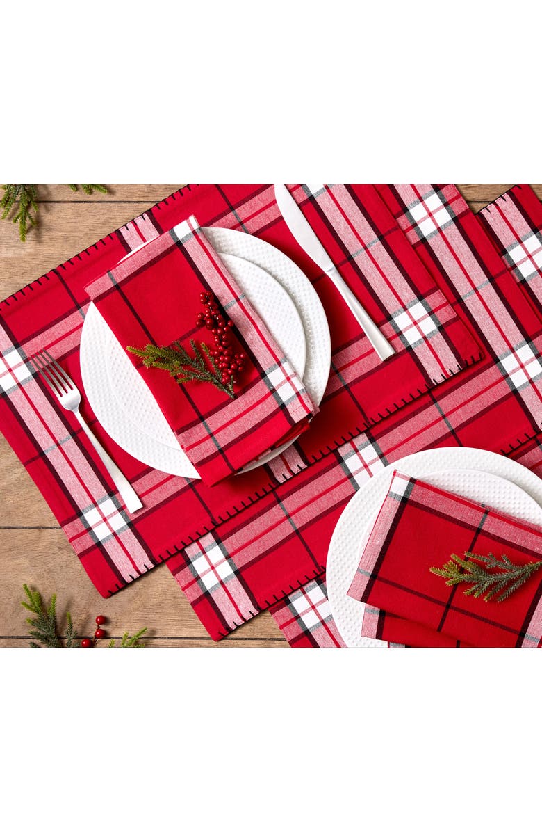 Design Imports Seligh Bells Plaid 4-Piece Napkin Set, Alternate, color, Sleigh Bells