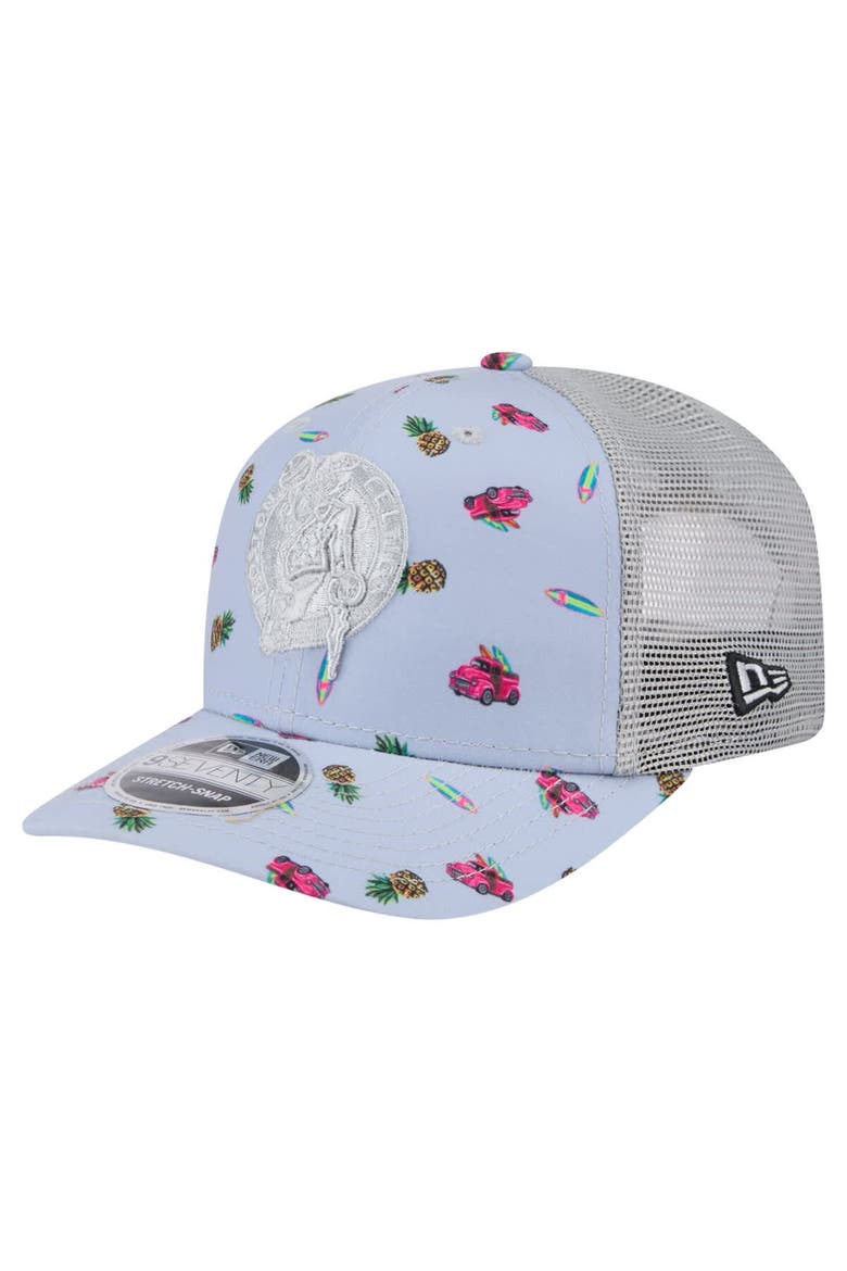 Men's New Era Light Blue/Gray Boston Celtics Adventure Aloha Pattern 9SEVENTY Stretch-Snap Hat, Main, color, Light Blue