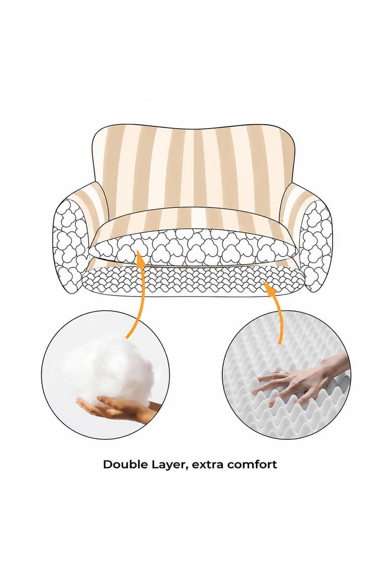 Striped Faux Lambswool Double Layer Pet Sofa Bed, Alternate, color, Beige