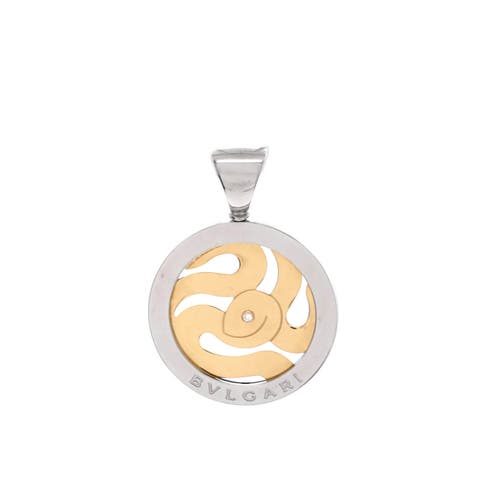 Tondo Snake Pendant Charm Pendant & Charms 18K Yellow Gold and Stainless Steel with Diamond