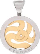 Pre-Owned Bvlgari Tondo Snake Pendant Charm Pendant & Charms 18K Yellow Gold and Stainless Steel with Diamond