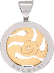 Pre-Owned Bvlgari Tondo Snake Pendant Charm Pendant & Charms 18K Yellow Gold and Stainless Steel with Diamond