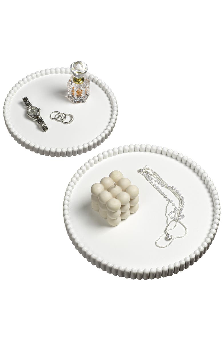 HAPPIMESS Opulence Modern Minimalist Concrete Fluted Edge Decorative Jewelry Trays, Main, color, White