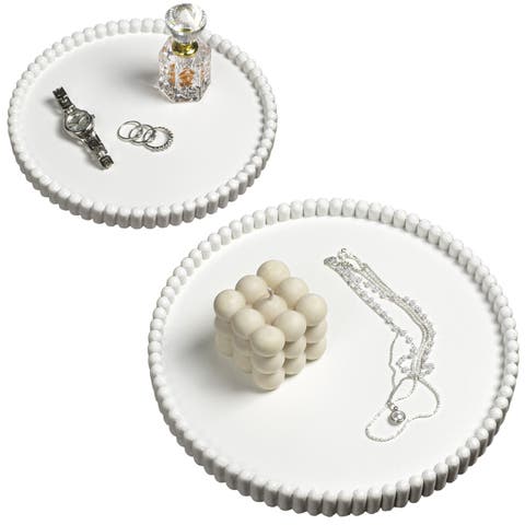 Opulence Modern Minimalist Concrete Fluted Edge Decorative Jewelry Trays (Set of 2)