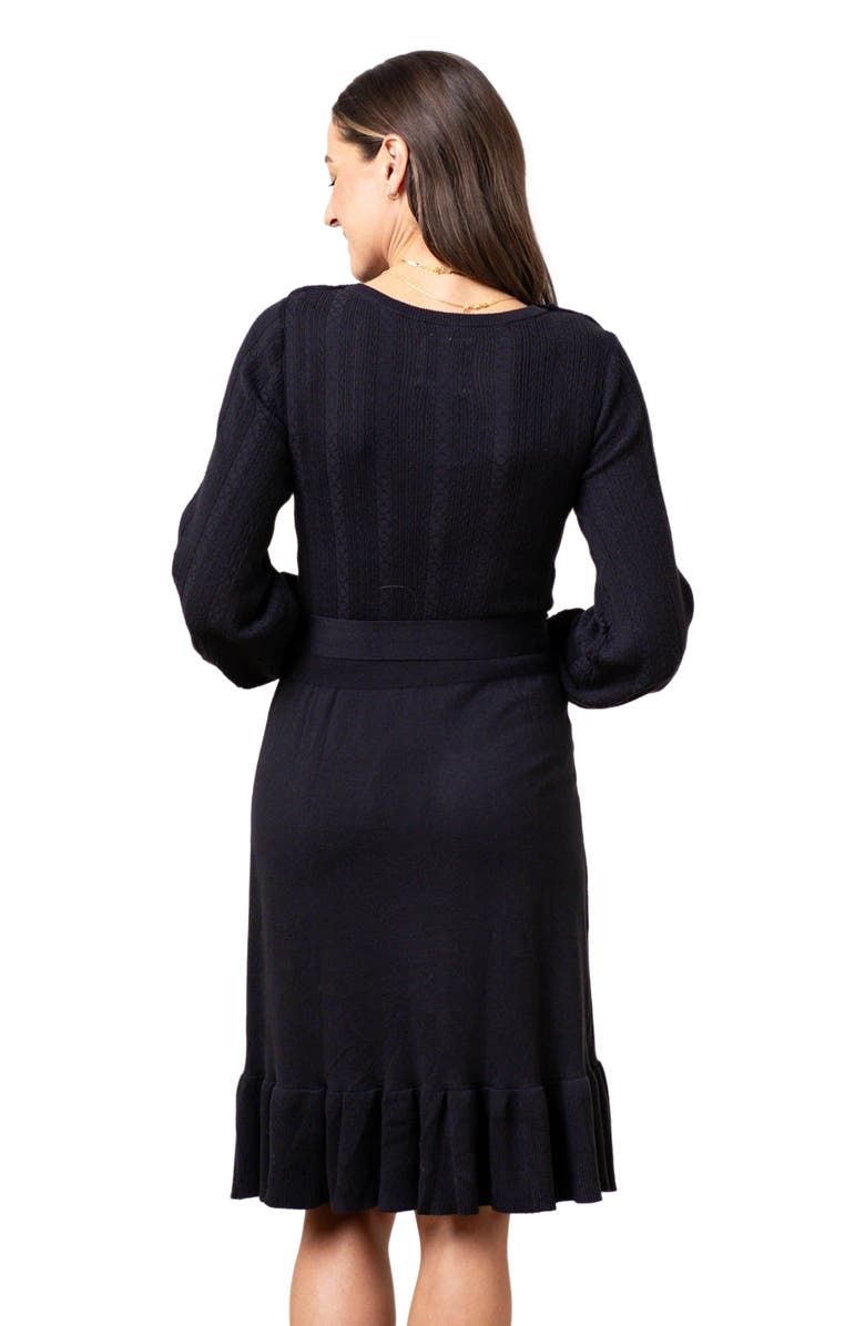 Hope & Henry Women's Organic Fancy Sweater Dress, Alternate, color, Black Cable Bodice