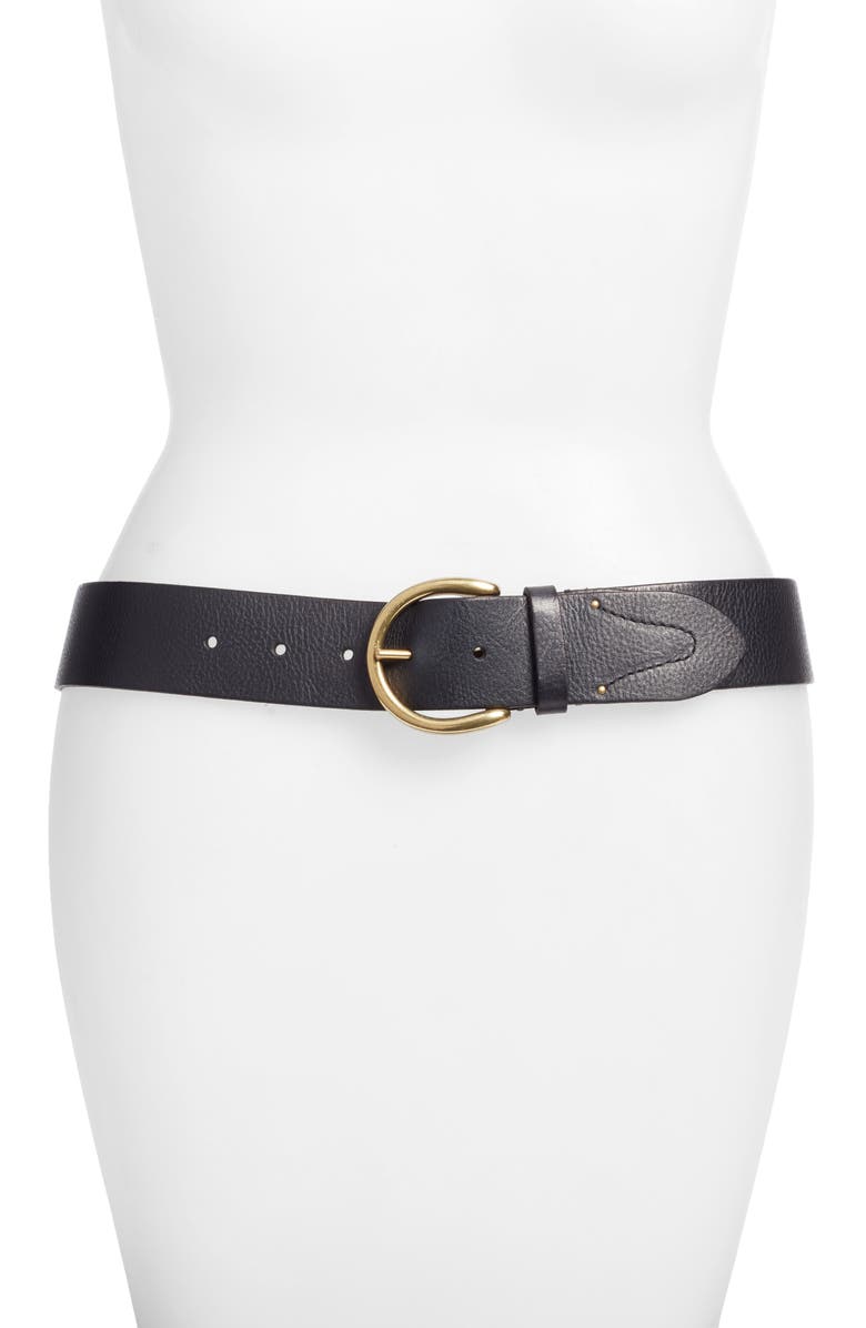 Frye Campus Leather Belt, Main, color, Black