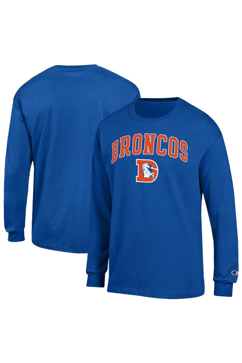 Men's Champion Royal Denver Broncos Arch Over Logo Long Sleeve T-Shirt, Main, color, Royal