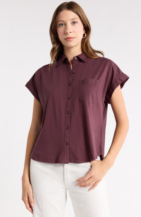 Mixed Media Button-Up Shirt