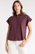 Melrose and Market Mixed Media Button-Up Shirt