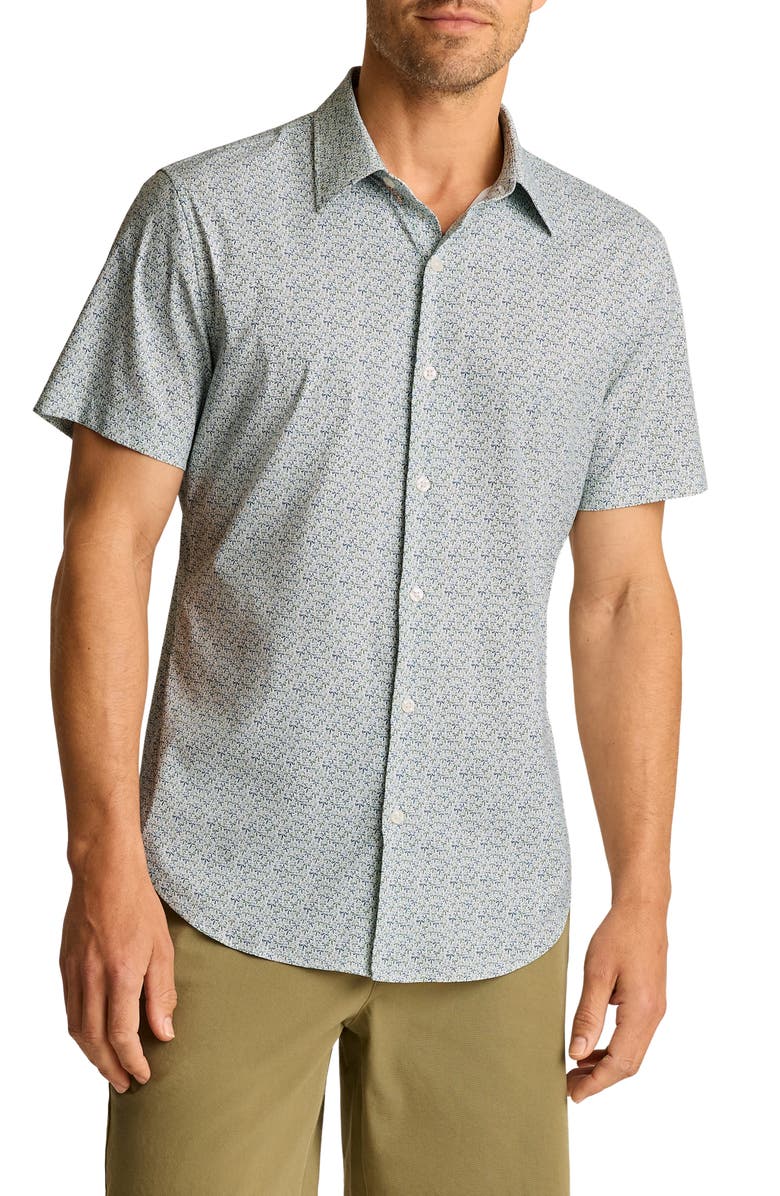 Bonobos Tech Slim Fit Palm Print Short Sleeve Button-Up Shirt, Main, color, Leon Palms V2 C35