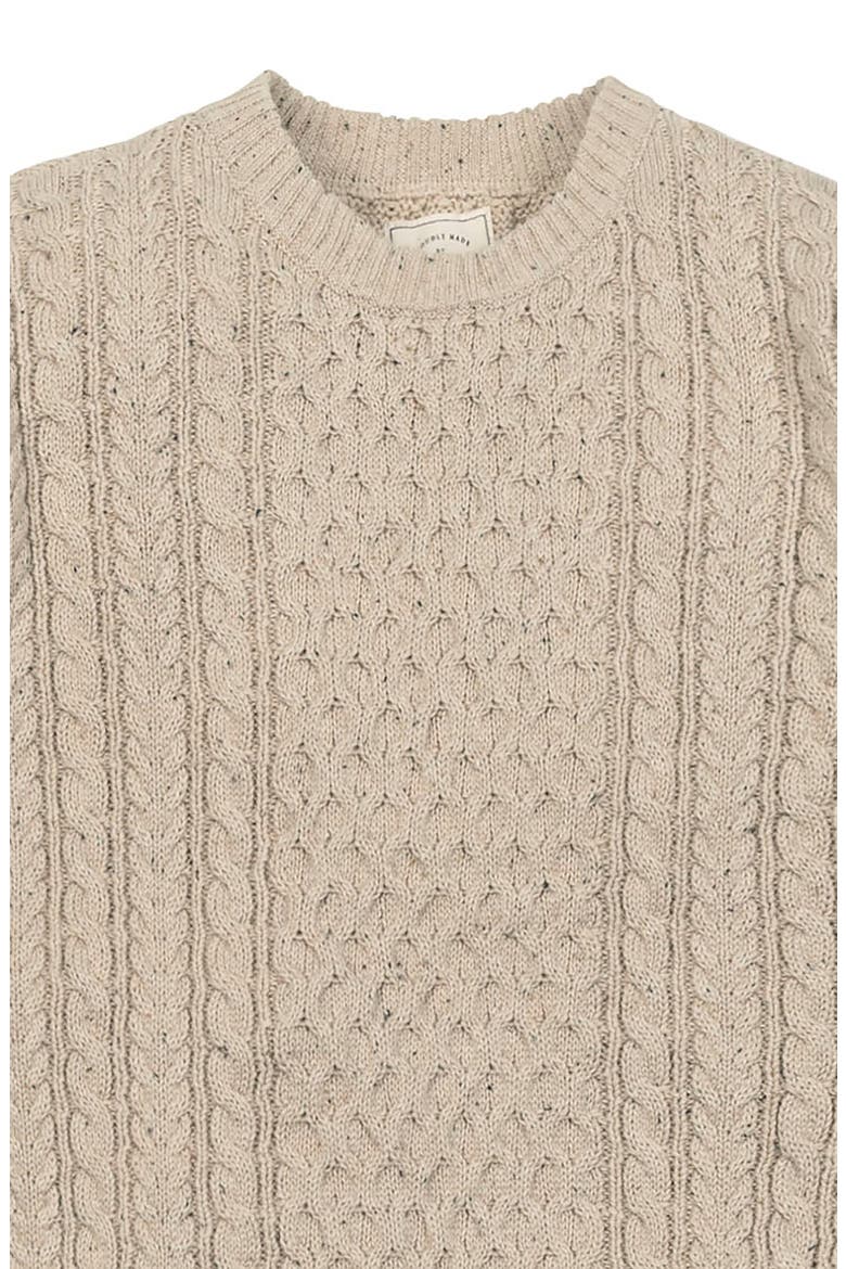 Organic Cotton Fisherman Sweater, Alternate, color, Natural Fleck