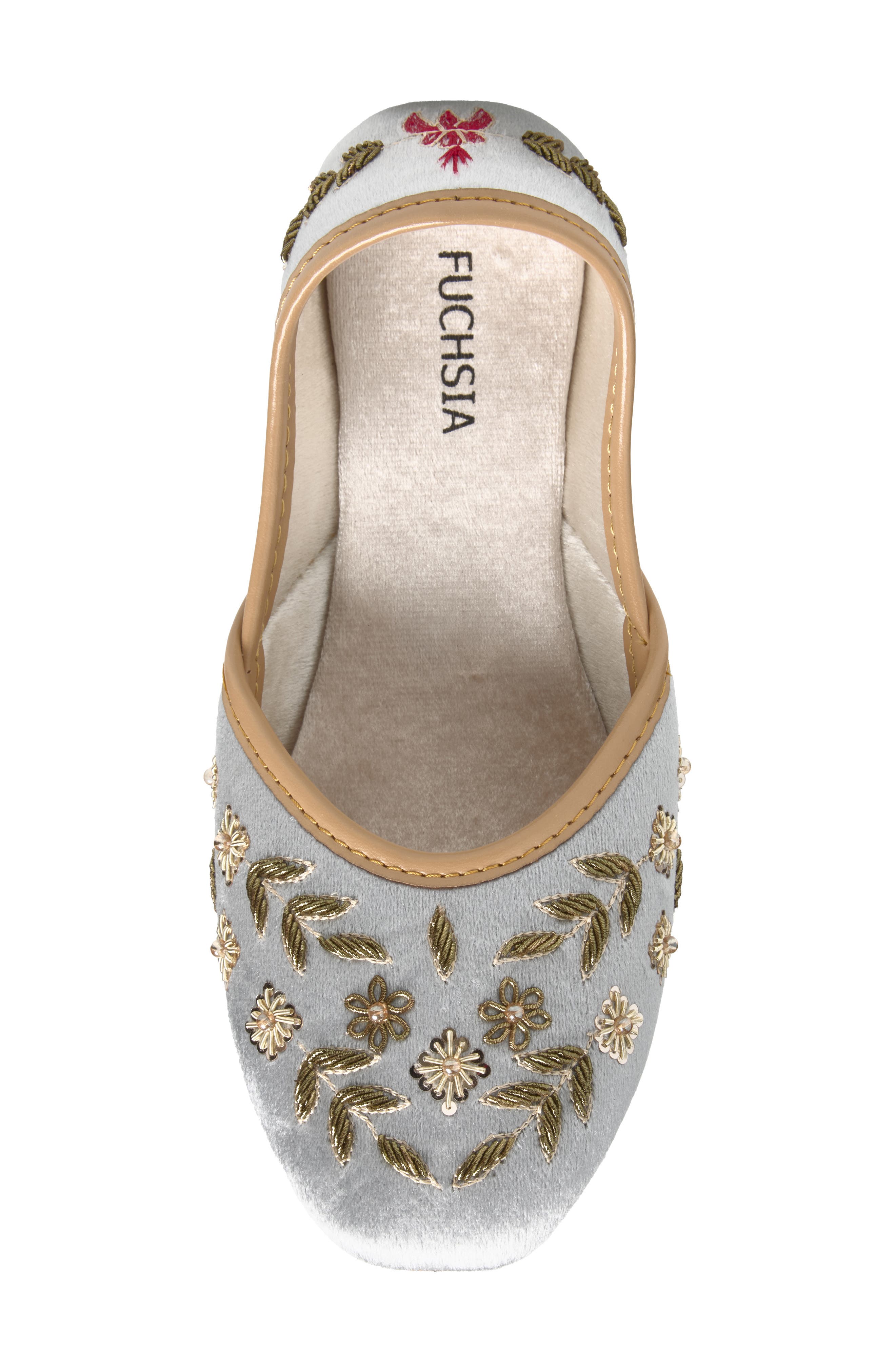 FUCHSIA Nawal Embroidered Flat, Alternate, color, Gray