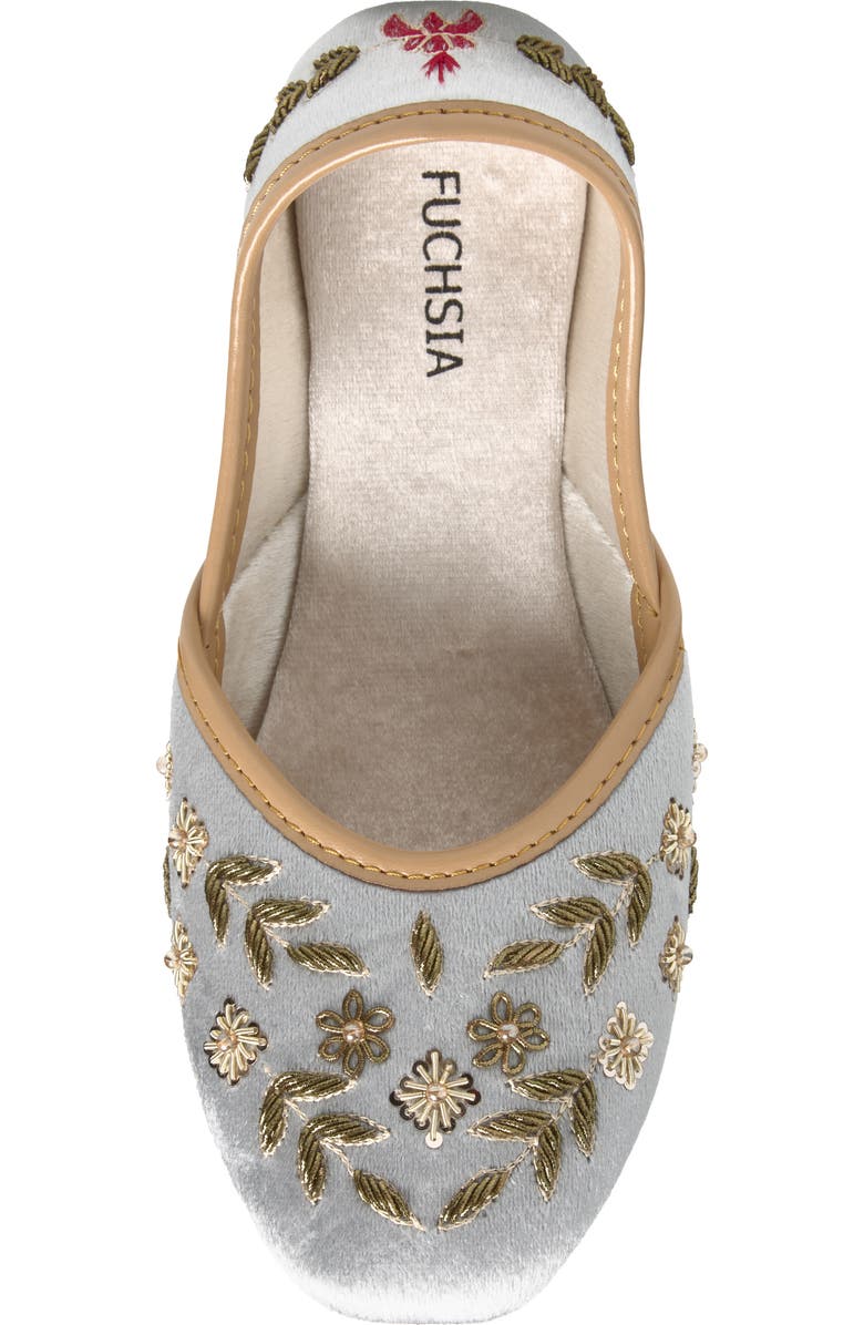 FUCHSIA Nawal Embroidered Flat, Alternate, color, Gray