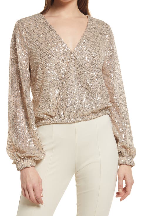 Sequin V-Neck Top
