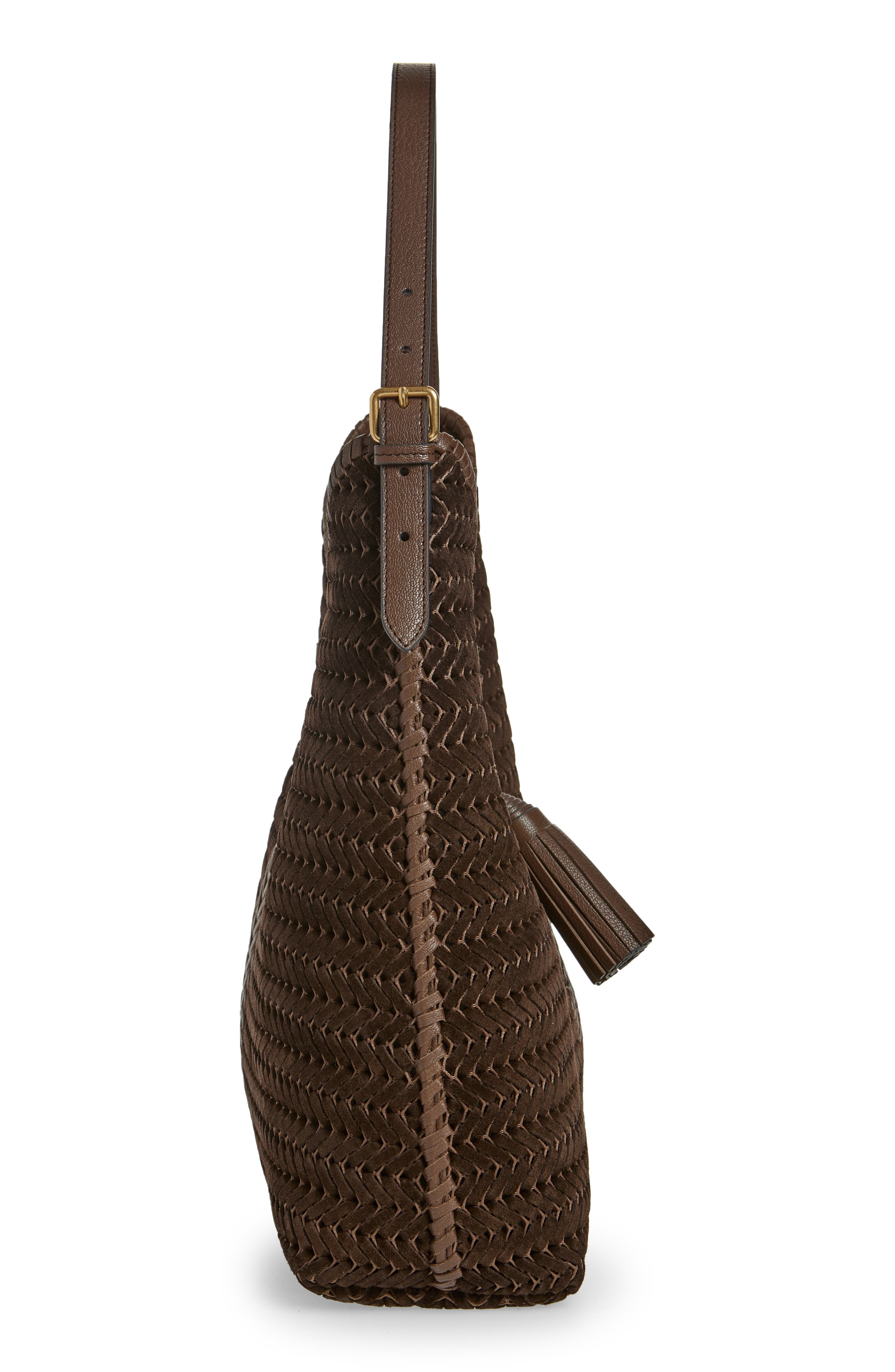 Anya Hindmarch The Neeson Herringbone Woven Leather Hobo, Alternate, color, 
