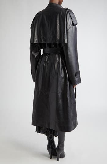Belt Neck Plongé Leather Trench Coat