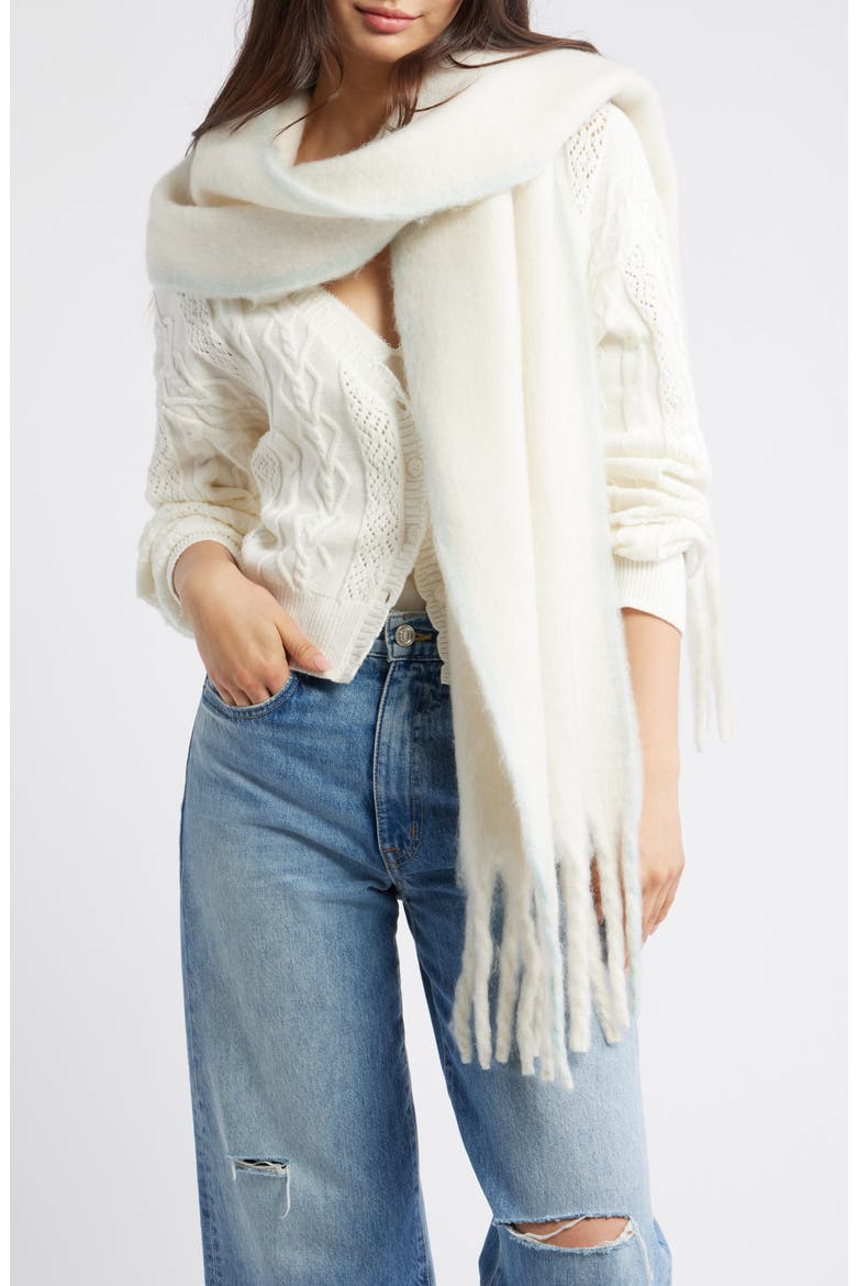 Winter Chill Blanket Scarf, Main, color, CREAM