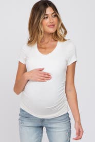 PinkBlush Basic Short Sleeve Maternity Fitted Top