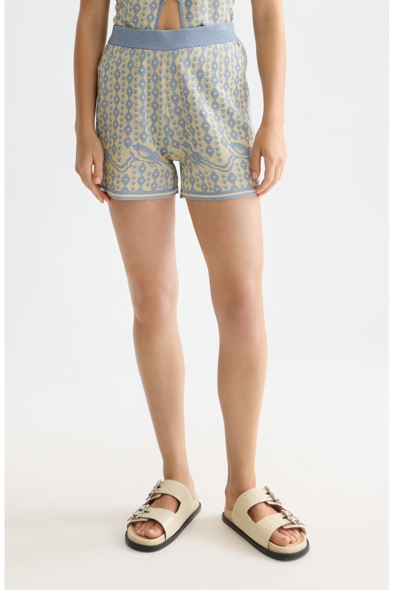 Jacquard Knit Shorts, Main, color, CACTUS STRIPE PLACED RAFFIA