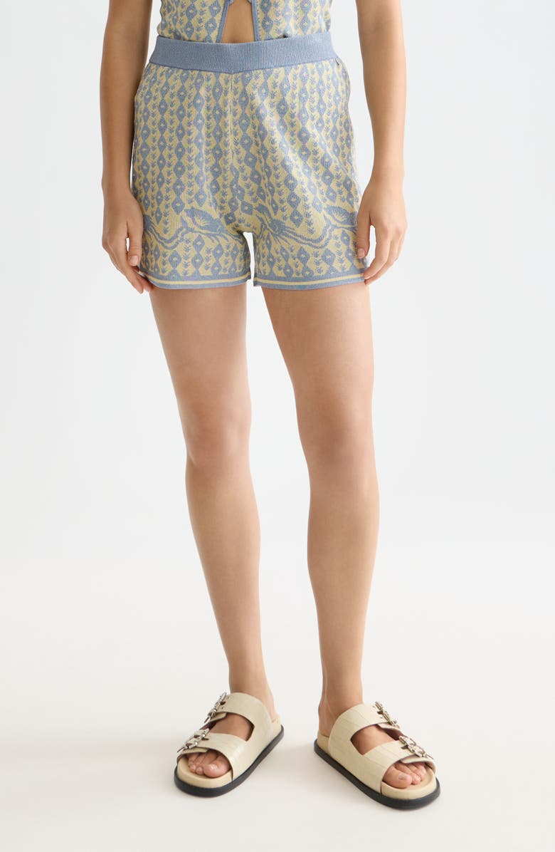 Scotch & Soda Jacquard Knit Shorts, Main, color, Cactus Stripe Placed Raffia