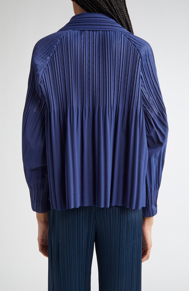 Pleats Please Issey Miyake Smooth Pleated Coat, Alternate, color, Navy