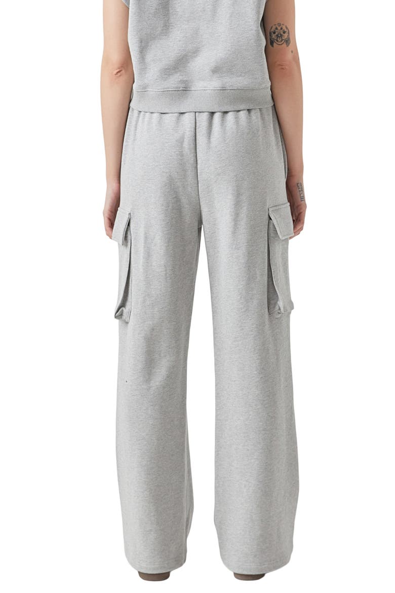 High Waist Wide Leg Cargo Sweatpants, Alternate, color, DARK HEATHER GREY
