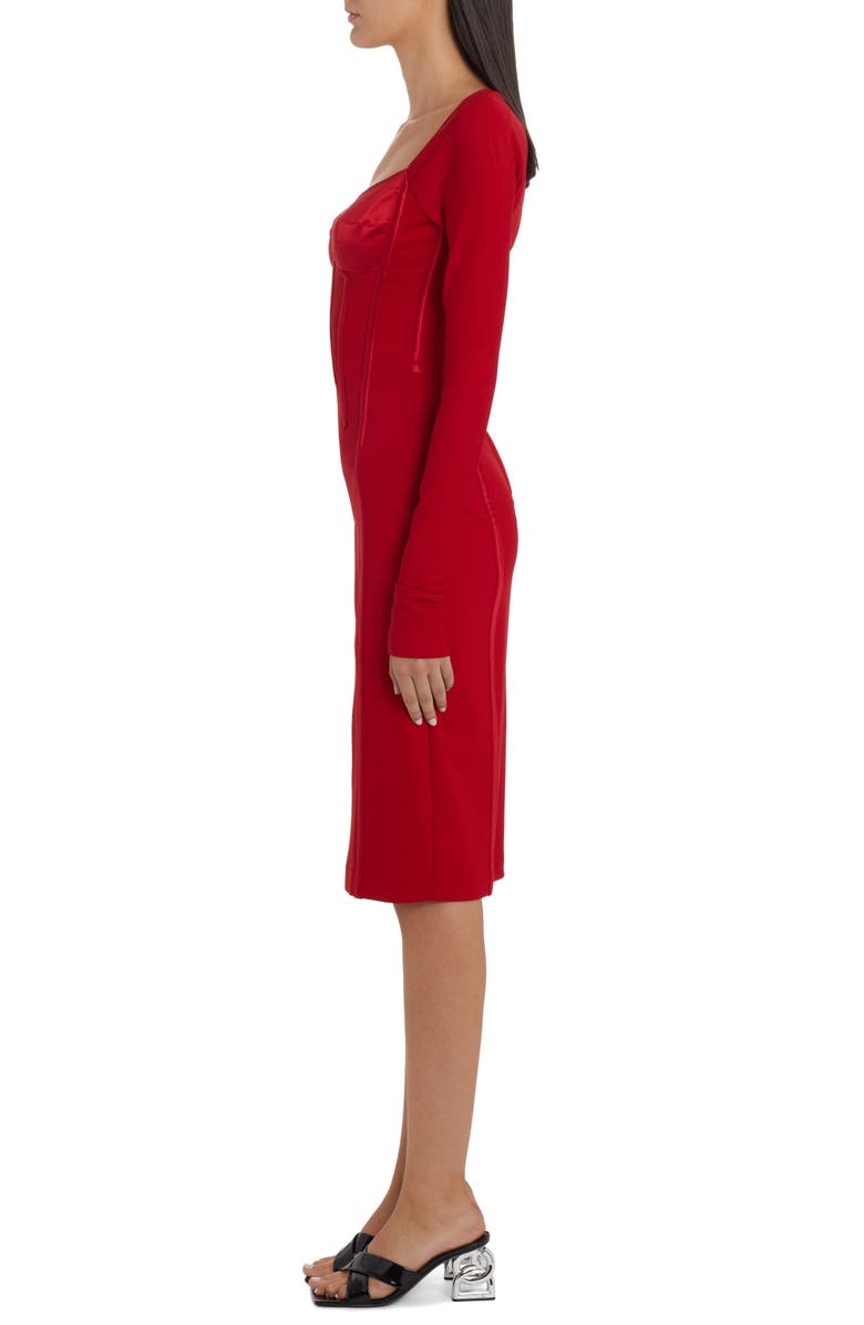 Dolce&Gabbana Mixed Media Long Sleeve Corset Dress, Alternate, color, 