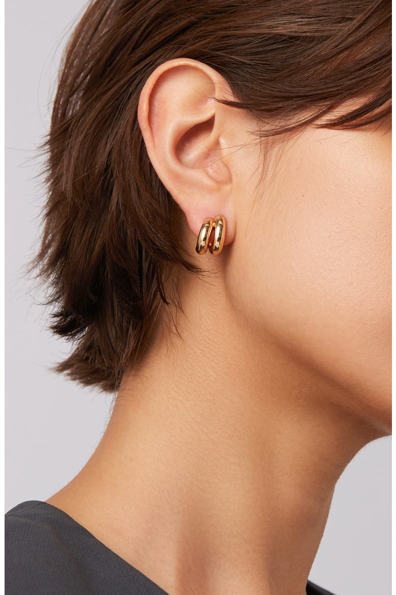 Mini Florence Double Hoop Earrings, Alternate, color, HIGH POLISH GOLD