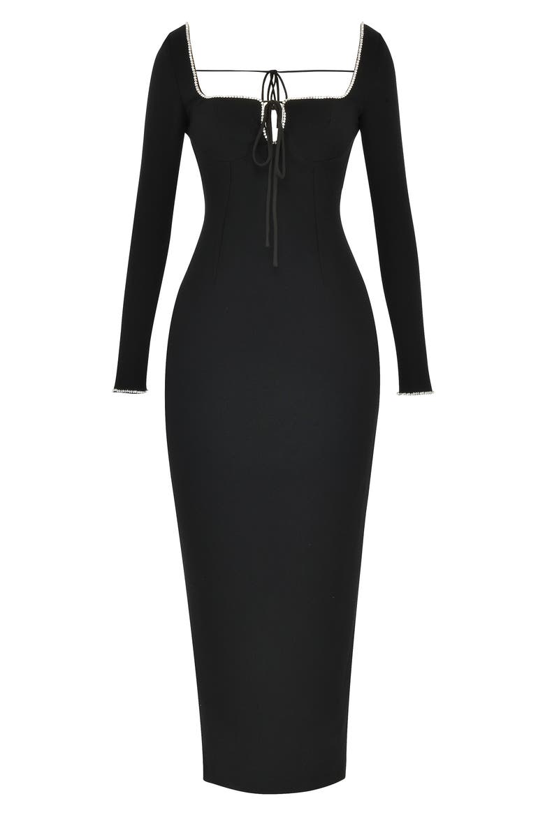 Rosa Embellished Long Sleeve Dress, Alternate, color, BLACK