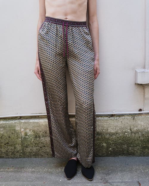 Monzlapur Embossed Botanic Crepe Pant In Brown
