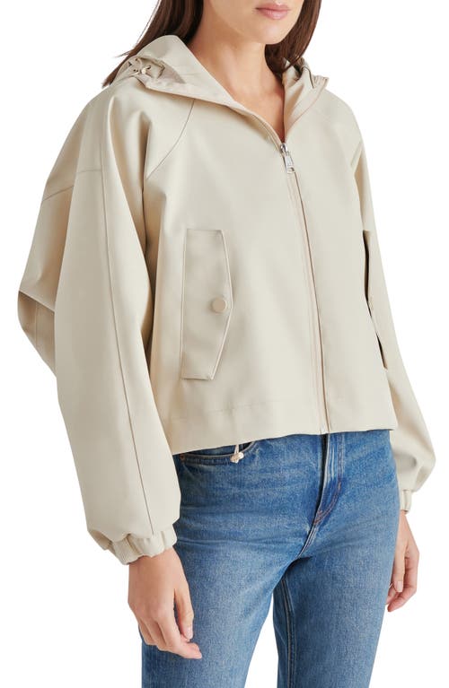 Steve Madden Lumi Faux Leather Hooded Jacket In Bone