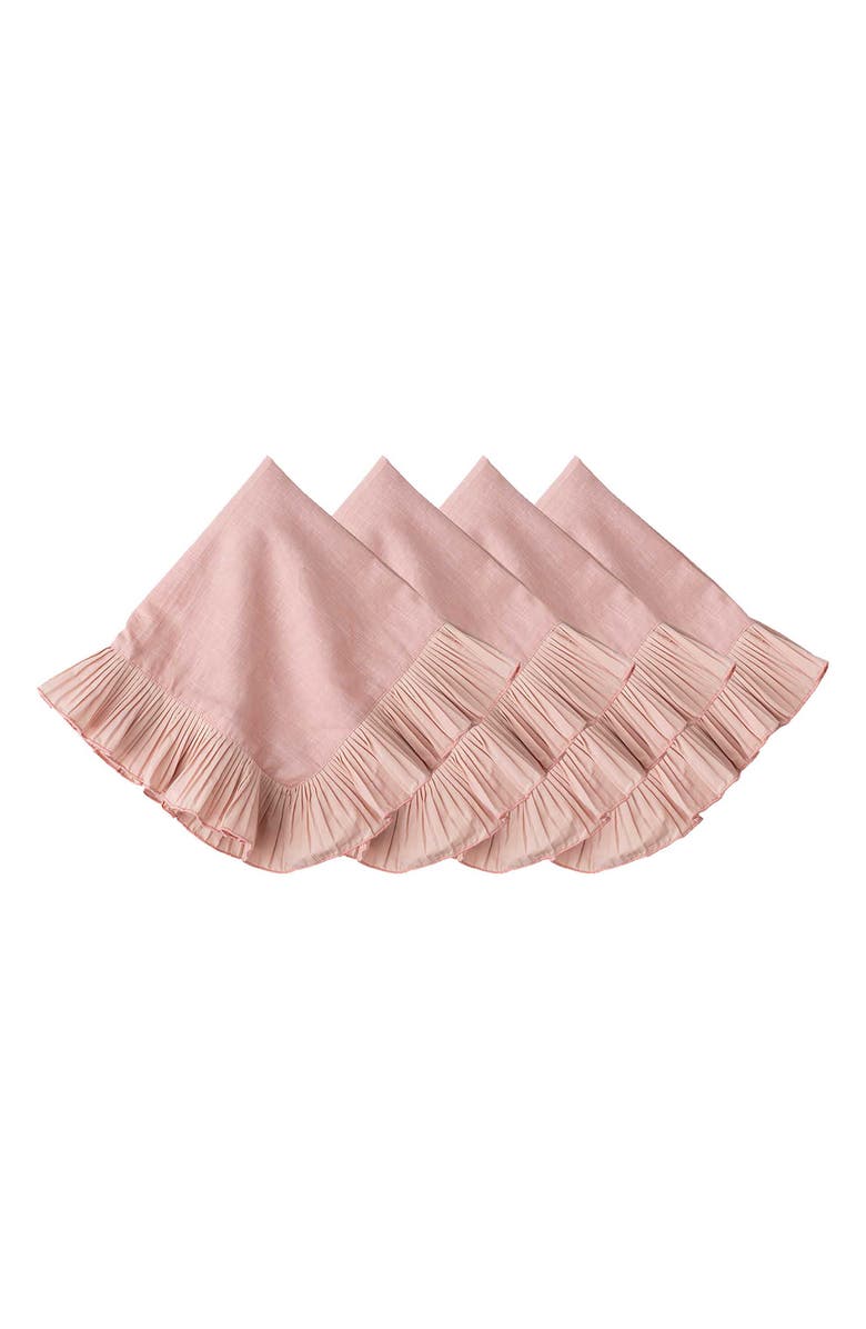Juliska Mademoiselle Set of 4 Cotton & Linen Napkins, Main, color, Petal Pink