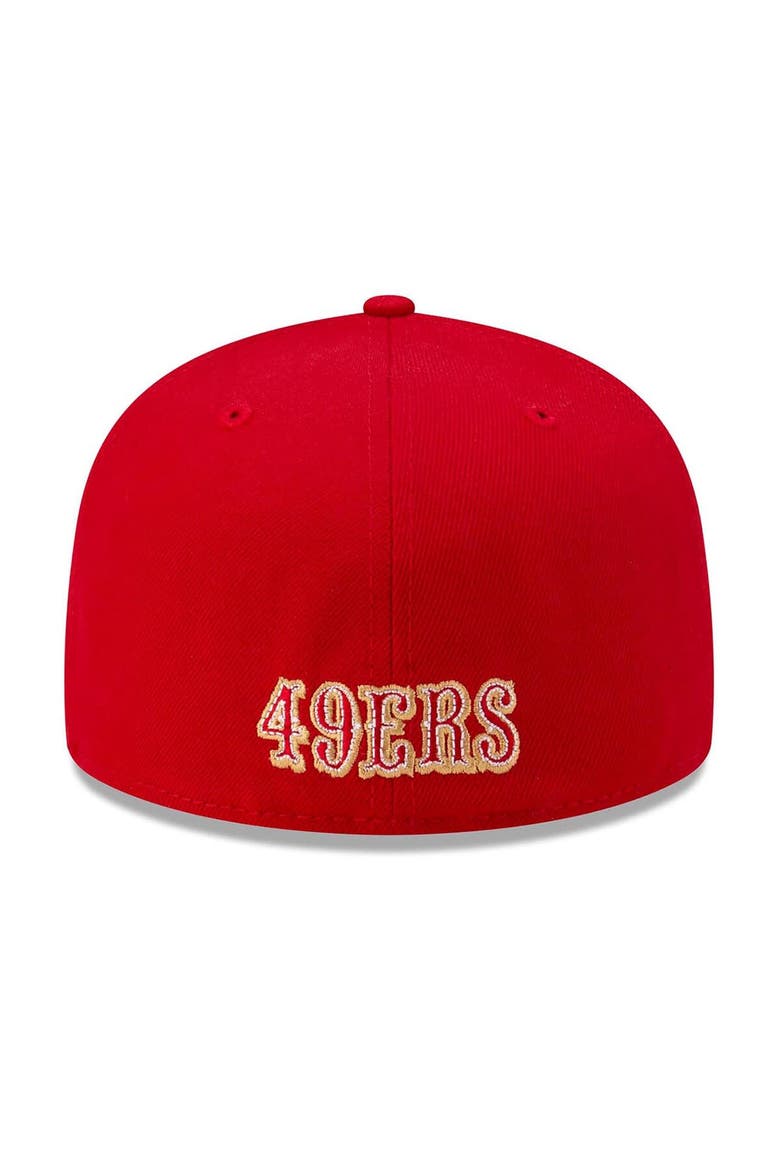 Men's New Era Scarlet San Francisco 49ers 80th Anniversary Side Patch 59FIFTY Fitted Hat, Alternate, color, Scarlet