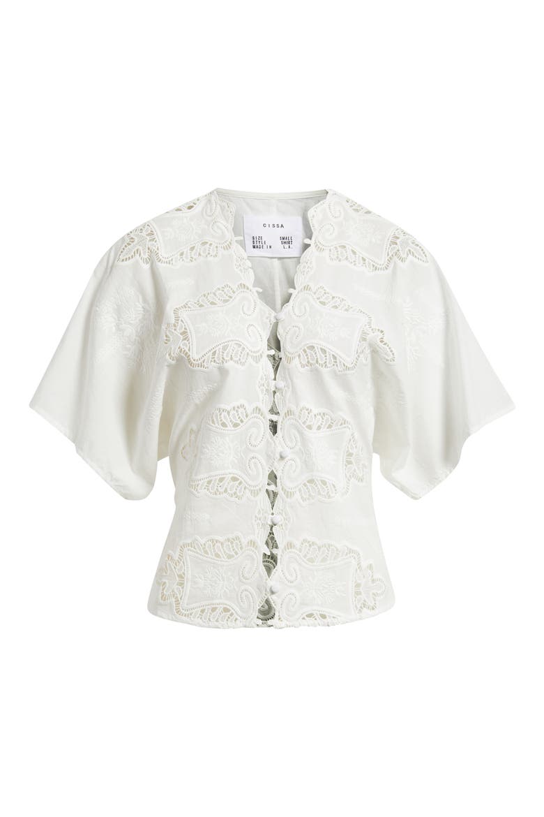 Eyelet Lace Button-Up Shirt, Alternate, color, WHITE VINTAGE LACE