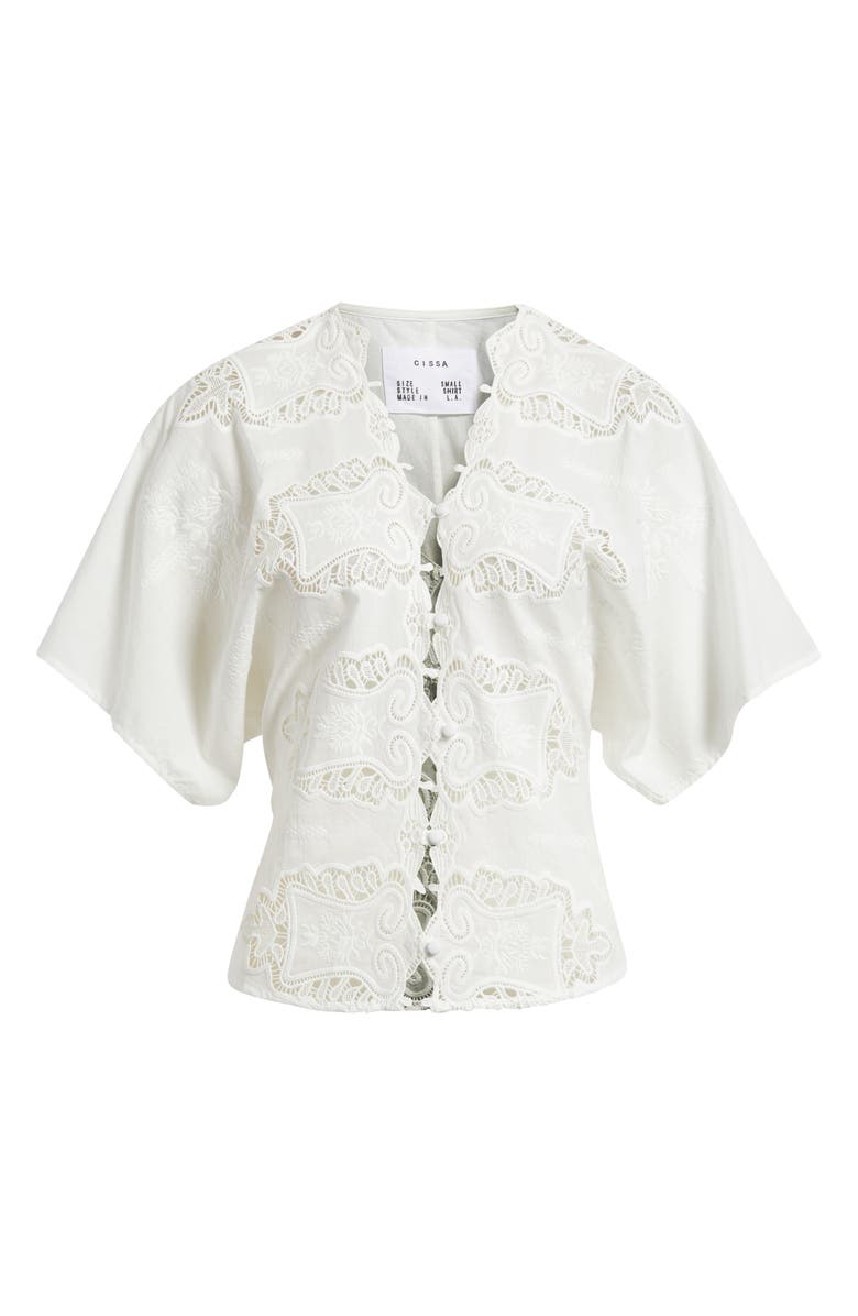 CISSA Eyelet Lace Button-Up Shirt, Alternate, color, White Vintage Lace