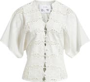 CISSA Eyelet Lace Button-Up Shirt