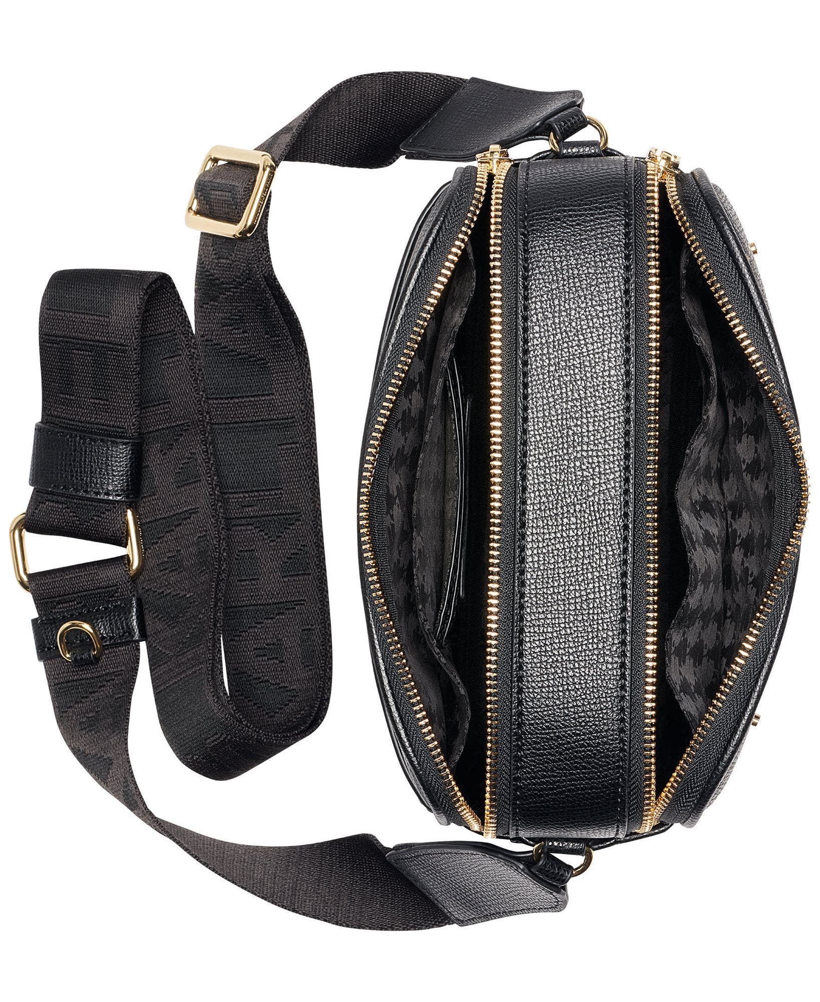 Printed Paris Crossbody, Alternate, color, Black/Gold