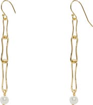 Argento Vivo Sterling Silver Freshwater Pearl Linear Drop Earrings