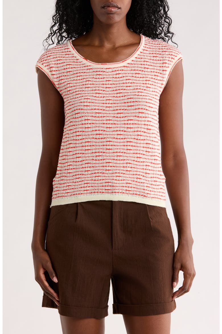 Cap Sleeve Crop Sweater, Main, color, IVORY/ PAPAYA