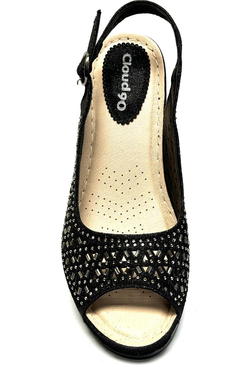 NINETY UNION Anita Crystal Embellished Slingback Wedge Sandal, Alternate, color, Black