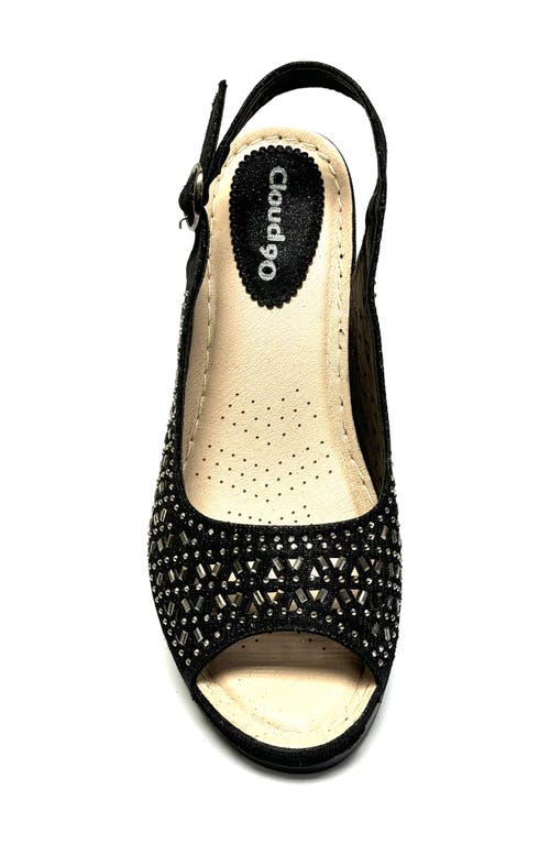 Ninety Union Anita Crystal Embellished Slingback Wedge Sandal In Black