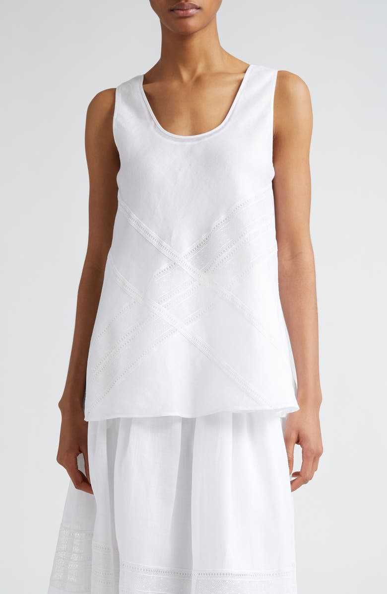 Max Mara Studio Ebridi Lace Trim Sleeveless Top, Main, color,