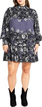 City Chic Cassia Long Sleeve Shift Dress