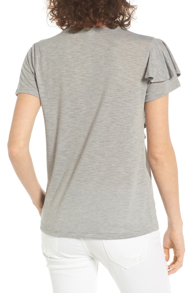 Ruffle Front Tee, Alternate, color, GREY CLOUDY HEATHER
