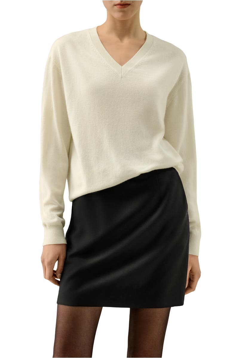 Lilysilk Baby Cashmere V-Neck Sweater, Main, color, Ivory